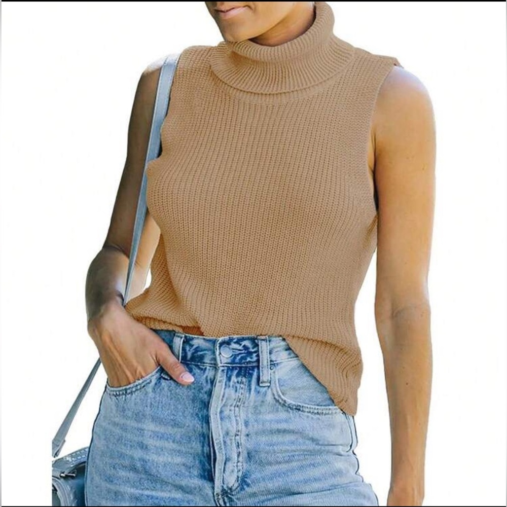 Garvee Women's Turtleneck Sleeveless Pullover Sweater Knit